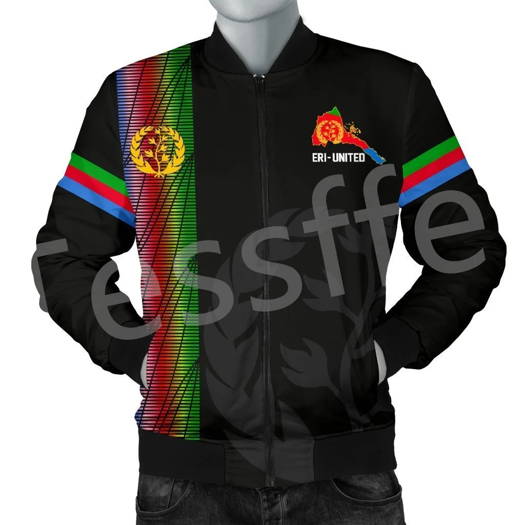 Tessffel Eritrea Africa Country Flag Tribe Retro Tattoo 3DPrint Men/Women Casual Sportswear Windbreaker Winter Bomber Jacket A12