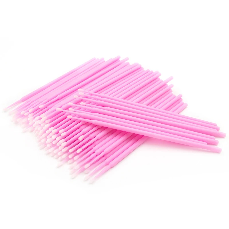 MEISHENJIE 100 Pcs Micro Brushes Cotton Swab Eyelashes Extension Tool Disposable Cleaning Brushes Applicator Sticks Makeup Tools