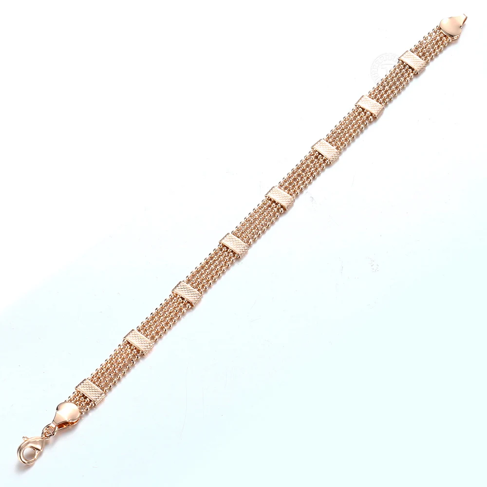 8mm Womens Girls Men 585 Rose Gold Color Bead Bracelet Link Chain Female Bangle Fashion Jewelry Gift CB33