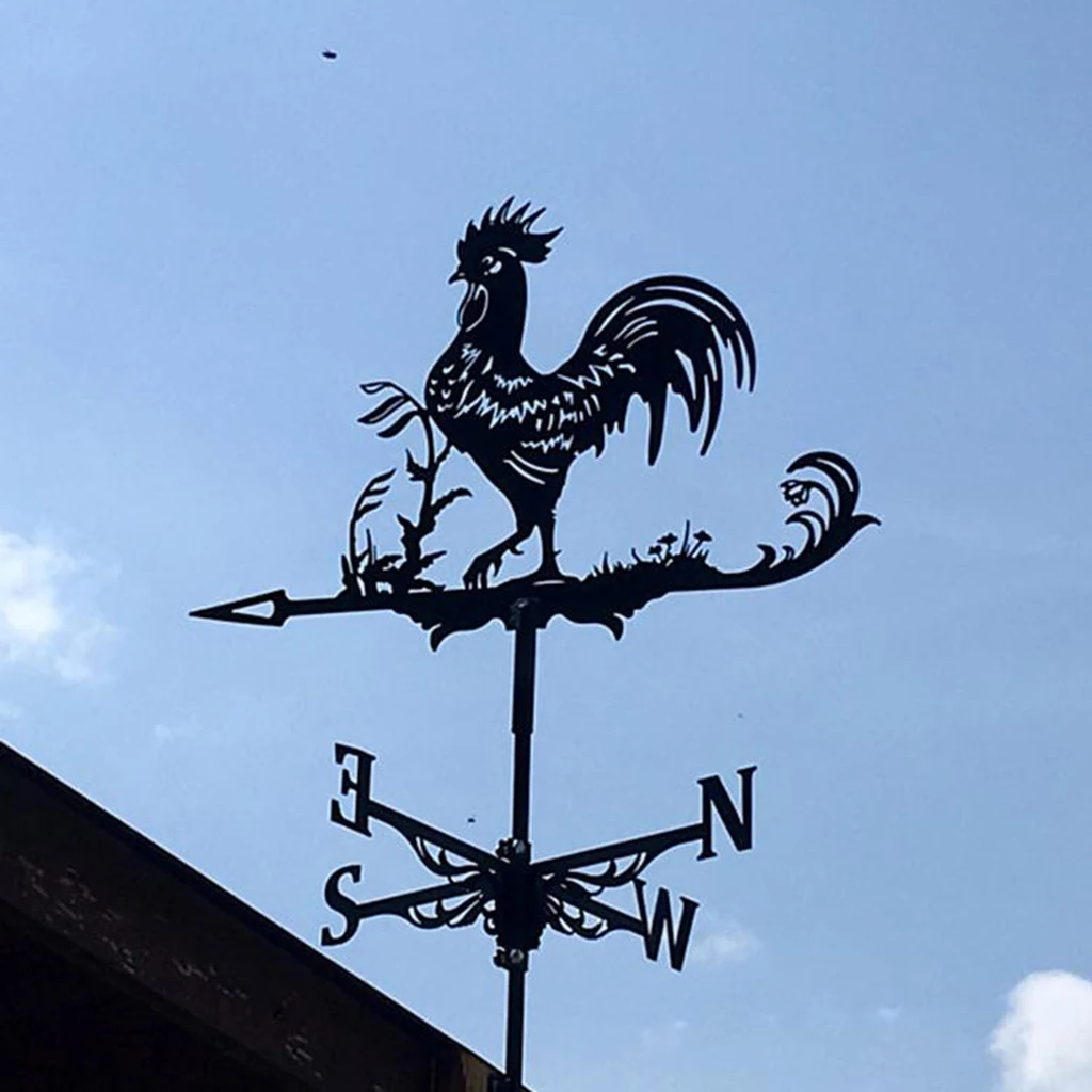 

Stainless Steel Rooster Weathervane Weather Vane Wind Direction Indicator Farmhouse Garden Weather Vane Spinner Measuring Tools