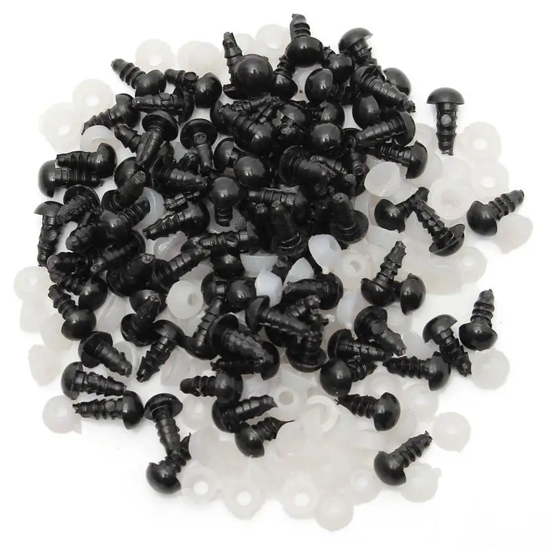 100PCS 7mm 8mm Black Plastic Amigurumi Safety Eyes For Teddy Bear Stuffed Toys Snap Animal Puppet Dolls Craft Eyes