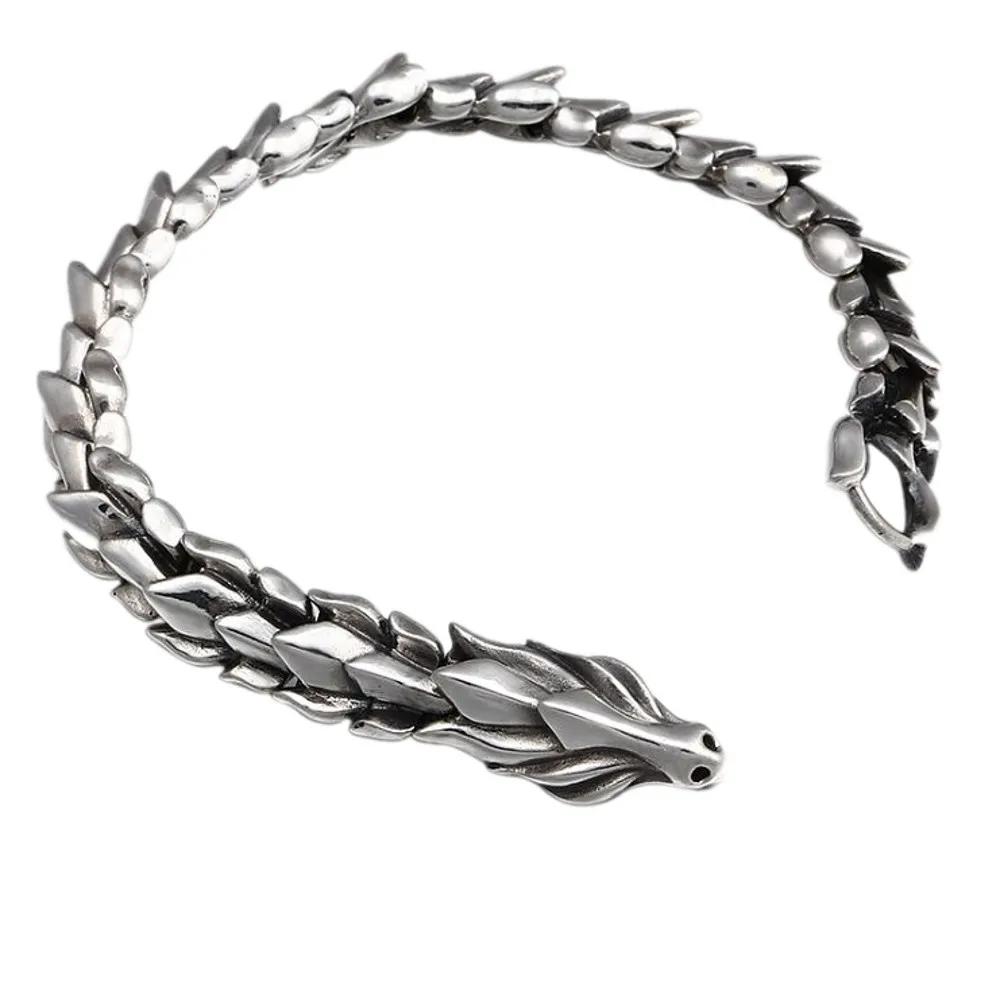 

New S925 sterling silver jewelry stylish retro personality wide version domineering leading bracelet for man