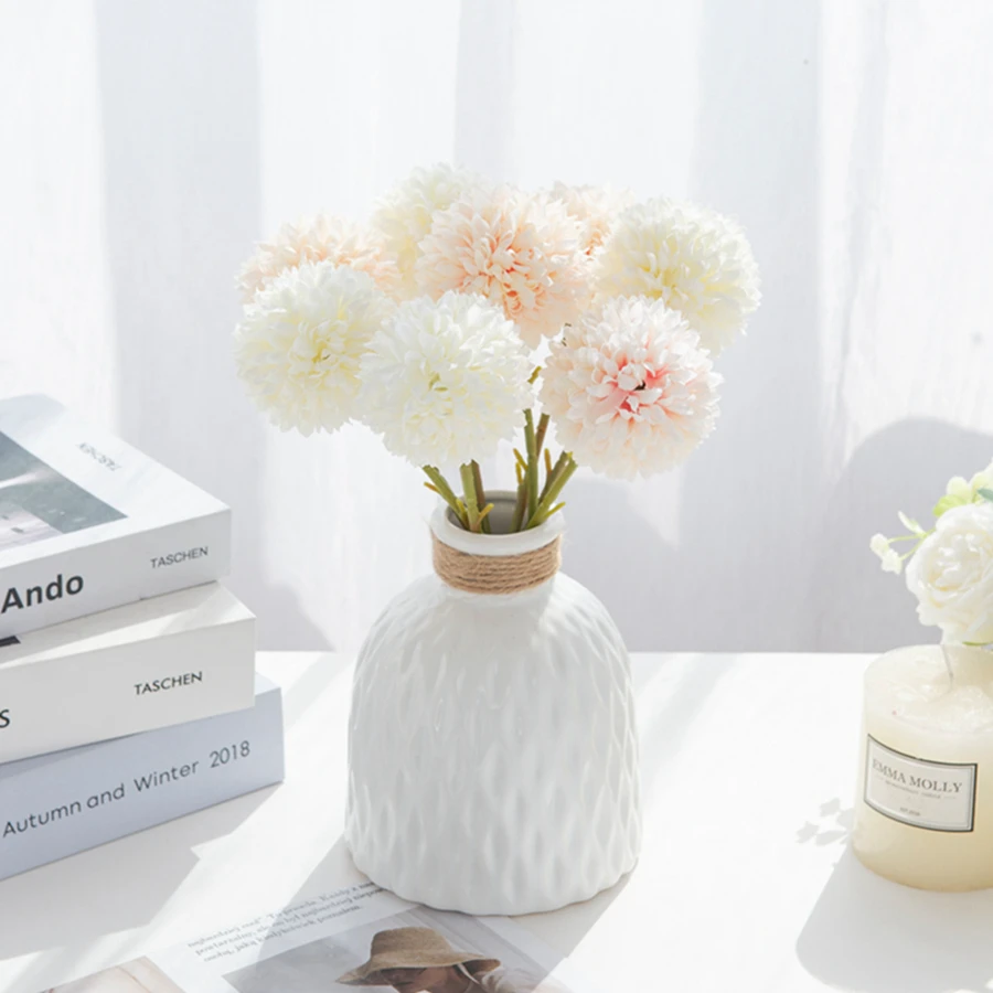 5 Stück künstliche Seidenblumen, Chrysanthemen, Großhandel, Hochzeitsdekoration, Vase, Zuhause, Zimmer, Scrapbooking, Blumenarrangement, Zubehör – Detail 1