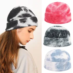 Tie Dye New Fisherman Beanie Women 2022 Winter Hats Beanies For ladies Red Bonnets Men Hip Hop Cap Short Hat Knitted Skullcap