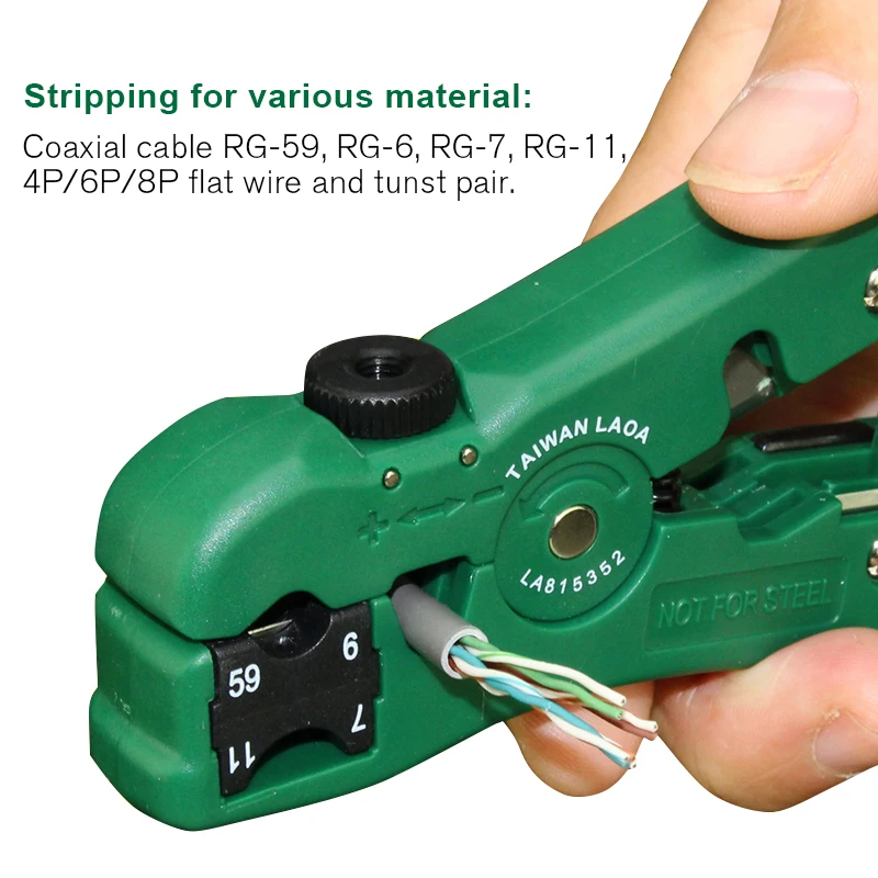 LAOA Multifunction Wire Stripper Coaxial RG59,6,7,11 Blade replaceable Wire Cutter Made in Taiwan Mini Hand Tools