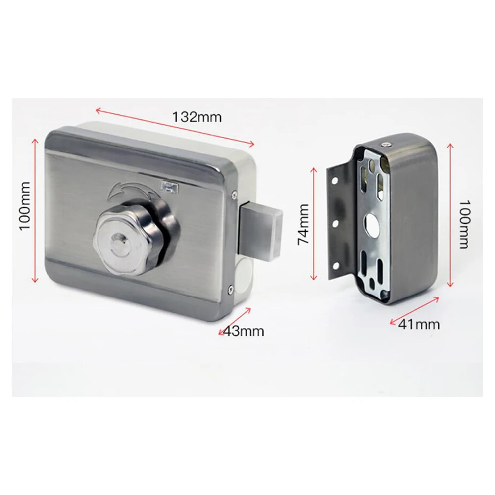 DC 12V Metal Electric Lock Gate Lock Strike Lock Access Control System Electronic Integrated Door Rim lock