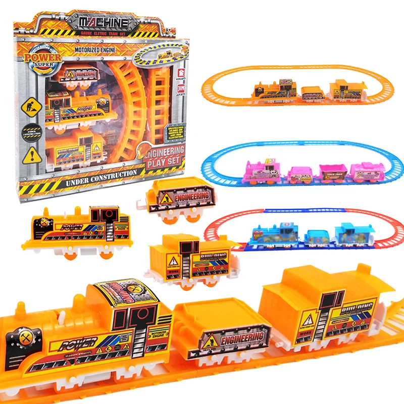 Splicing Railway Train Track DIY Electric Car Toys Set Children Racing Bend Rail Track Educational Building Block Train Toy Gift