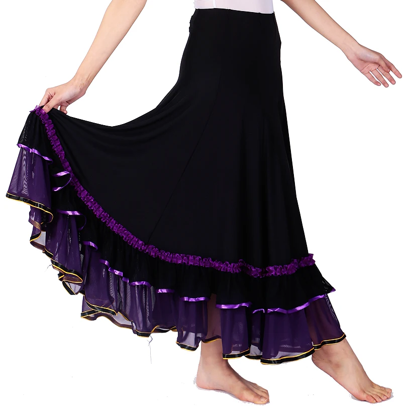 Nuovo Flamenco Costume di Ballo del Pannello Esterno di Ballo Gonne Lunghe Delle Signore Valzer Moderno Standard di Tango Dancewear Prestazioni Gonna Grande Swing