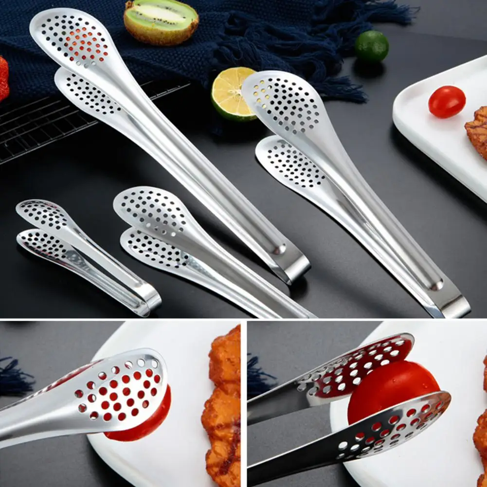Pinça de comida em aço inoxidável, utensílio de cozinha, ferramenta de cozinhar, clipe de bife anti calor