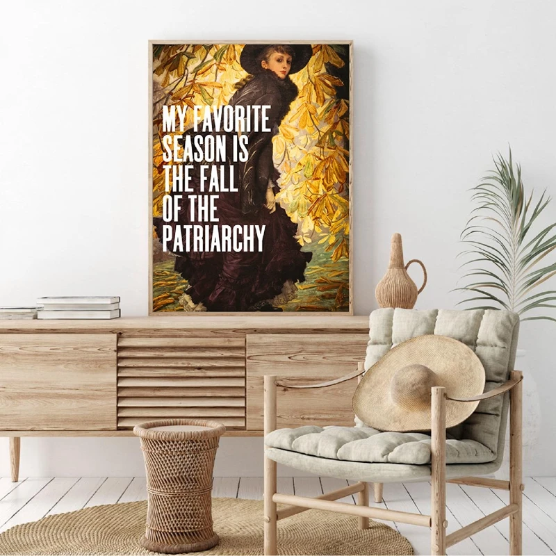 Feminist Gifts Fall of the Patriarchy Quote Print Woman Wall Art Canvas Painting Picture Feminist Poster Girls Room Wall Decor