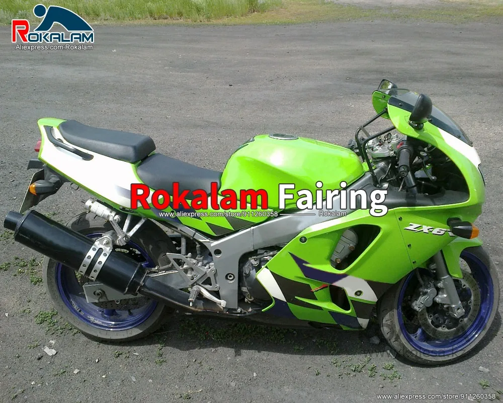 

Aftermarket Fairings For Kawasaki Ninja ZX6R 1994 1995 1996 1997 ZX-6R 94 95 96 97 Green White Autorbike Cowlings