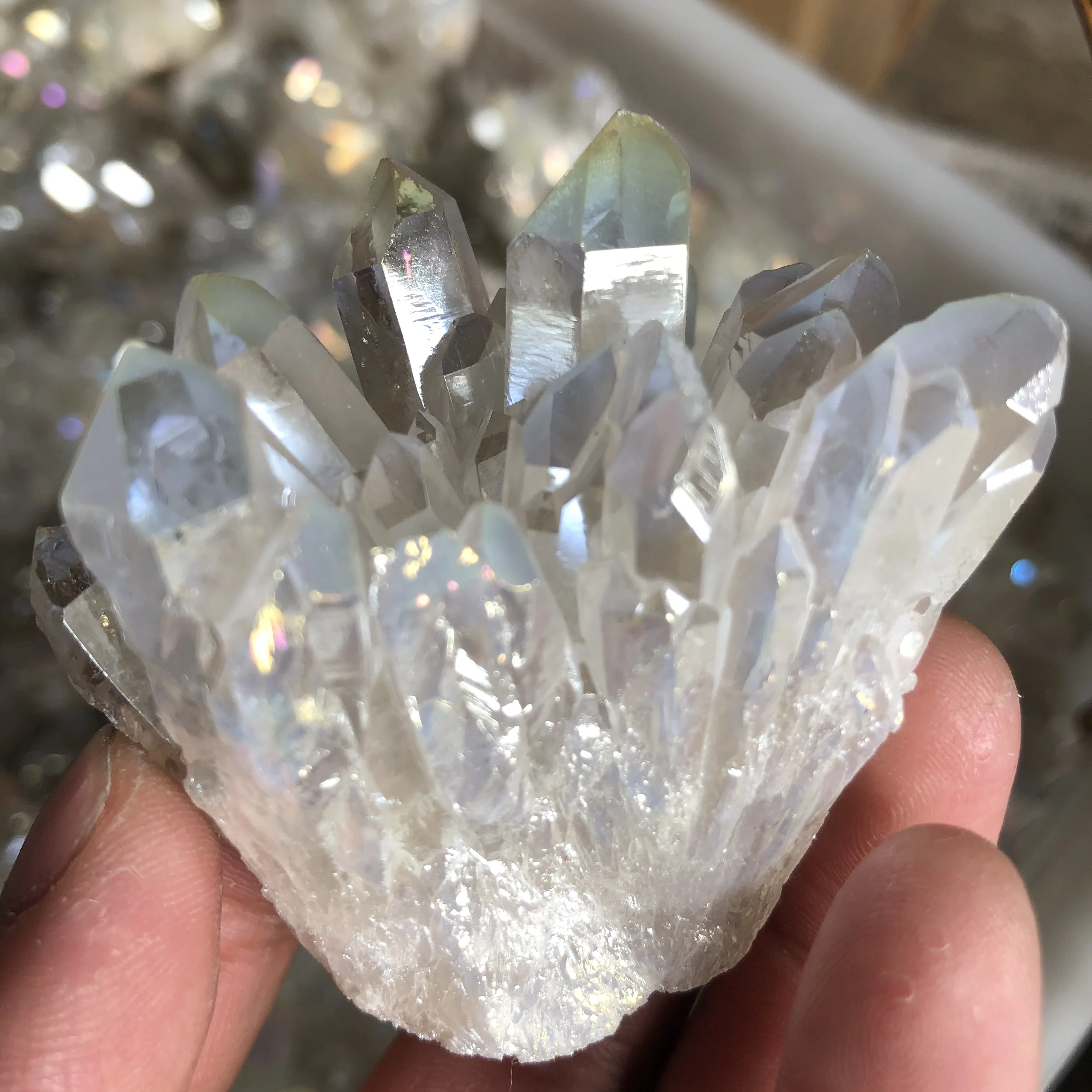 Natural quartz crystal electroplating sample energy solidification