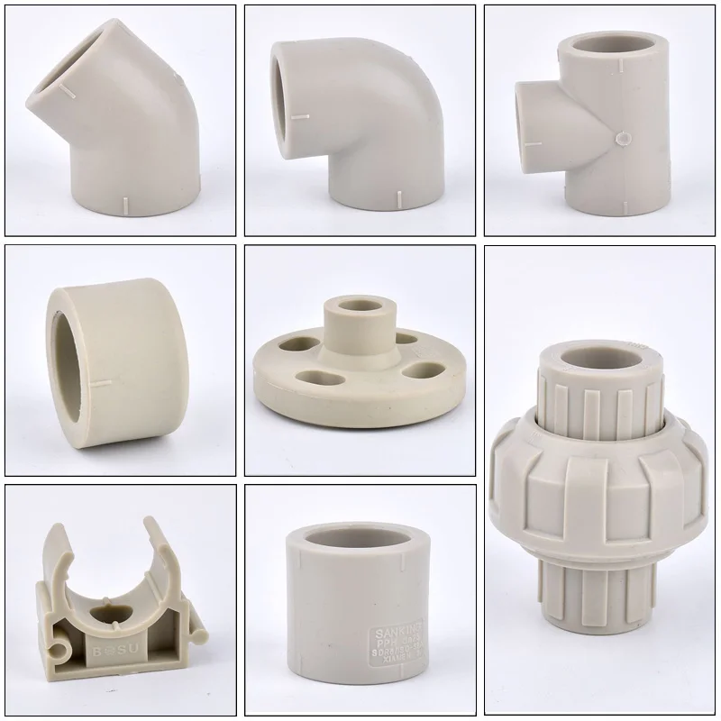 1pc ID 20~110mm PPH Connector 45/90 Degrees Elbow/Direct/Tee/Cap/Pipe Clamp/Flange/Union Garden Irrigation Water Pipe Joints