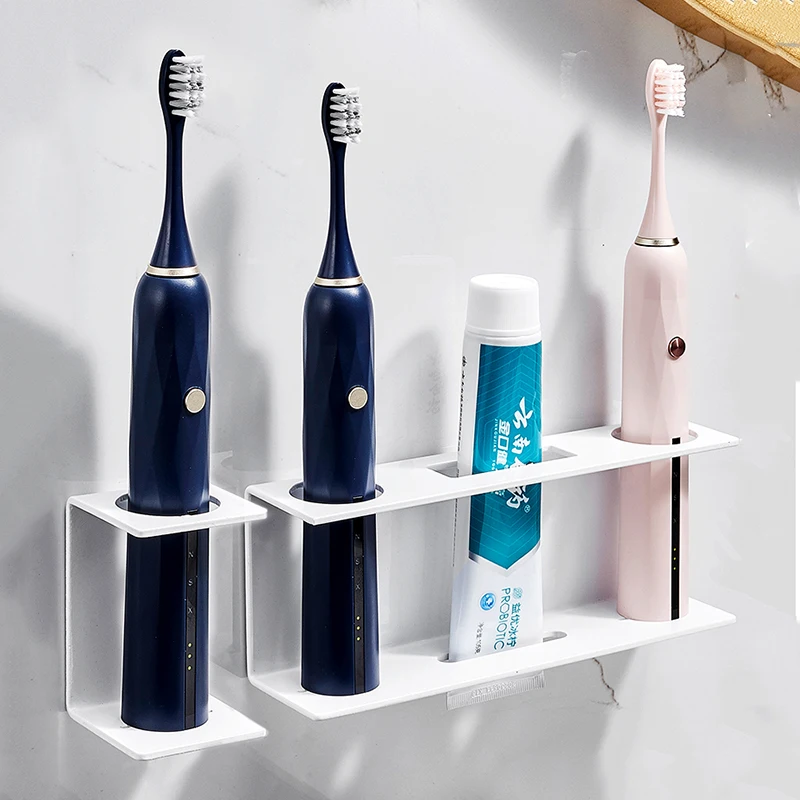 Wall Mounted Electric Toothbrush Holder Black Toothpaste Holder For Bathroom Shelf White Storage Rack For Home Drop Shipping