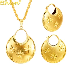 Ethlyn Senegal  Gold Color Jewelry Sets of 2 piece PNG Bag Shape Necklace Earrings for African Women S92