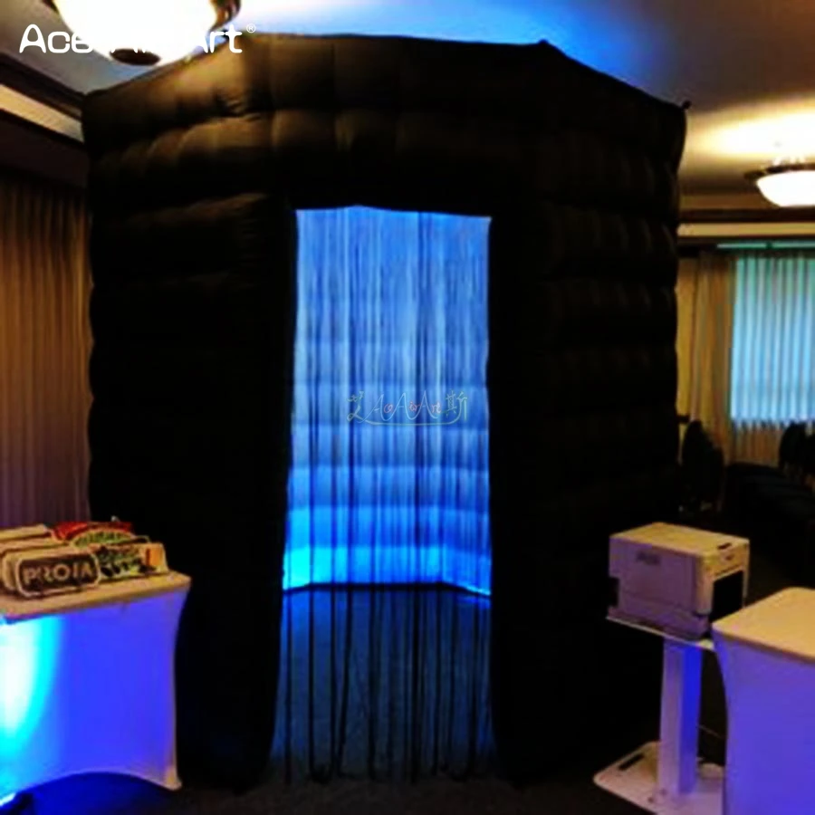 Unique 8ft Octagon Photo Booth Tent Black Inflatable Photobooth With Led For Selfie Photography Offered by 