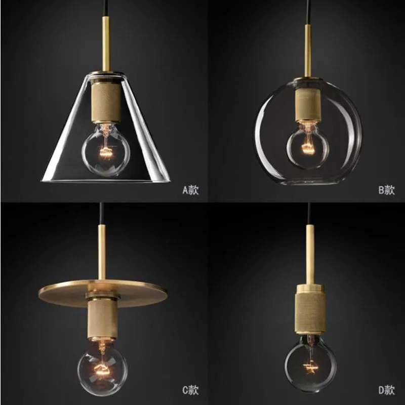 

American Lamp Edison E27 LED Chandelier Led Hanging Chandelier Lighting Metal Glass Led Droplight Retro Suspension Lamp