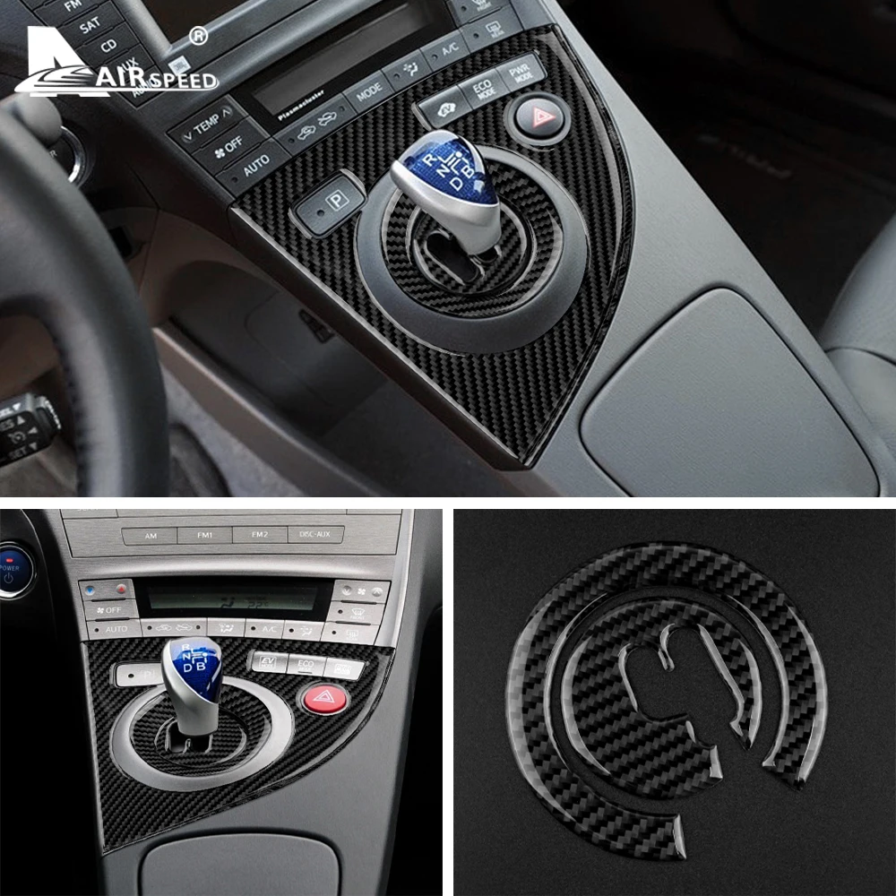 Real Soft Carbon Fiber Sticker for Toyota Prius 2010 2011 Interior Trim Car Automatic Transmission Console Gear Shift Panel