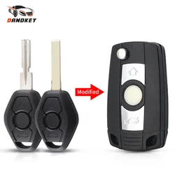 Dandkey Modified 3 Buttons Flip Remote Key Fob Case For BMW E38 E39 E46 EWS System Replacement Car Key Shell Cover Keyless