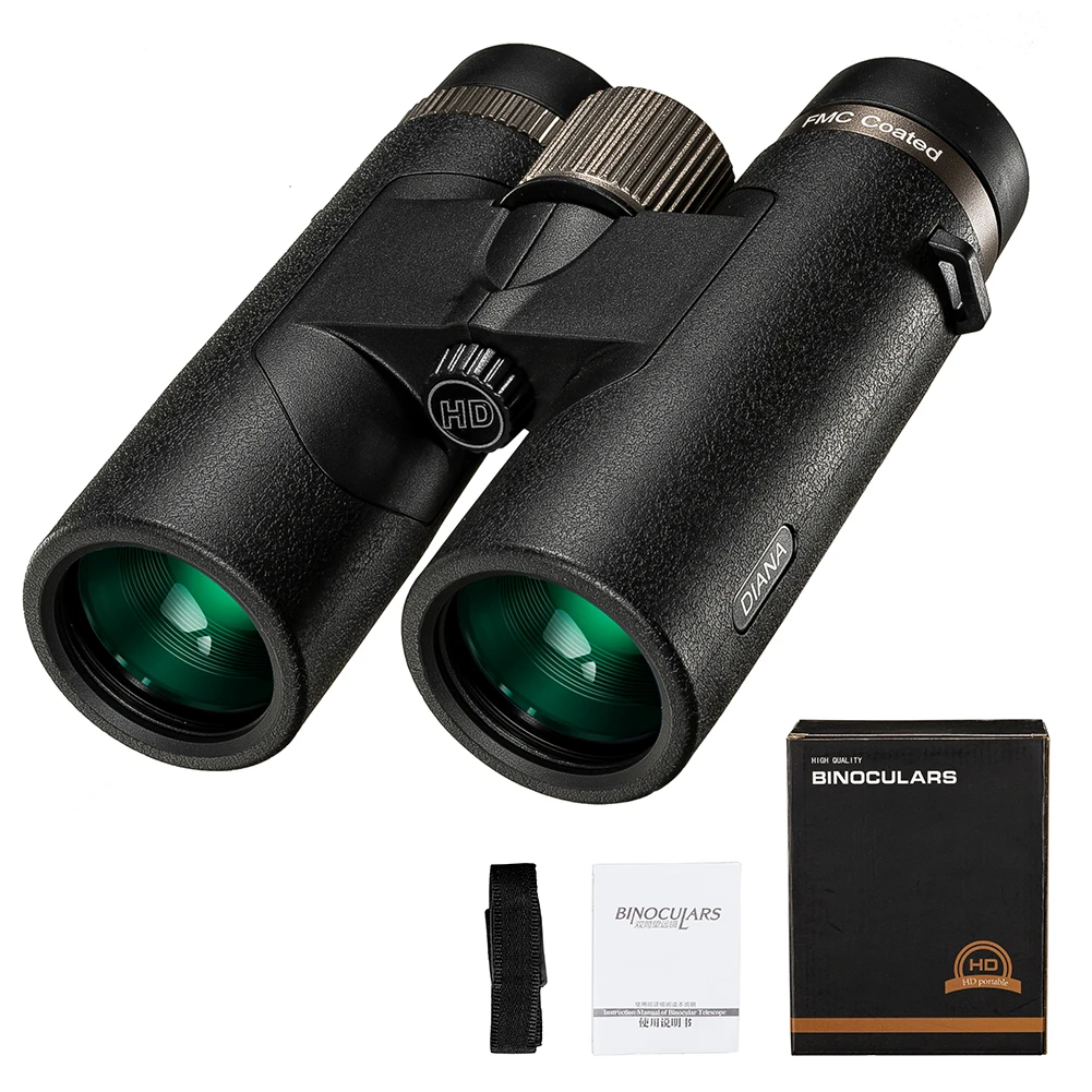 DIANA HD 10x42 Telescope BAK4 Binoculars High Power Waterproof Telescope Tripod Adapter for Hunting Outdoor Camping