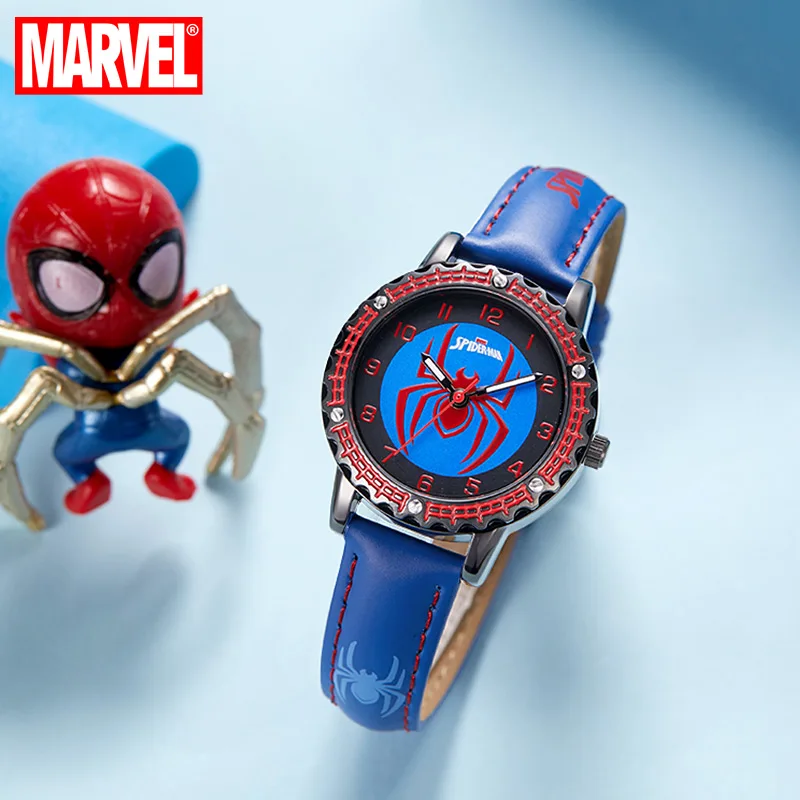 Montres Spider-Man pour enfants, montre-bracelet à quartz étanche, dessin animé Marvel Avengers, horloge pour étudiants, cadeau d'anniversaire pour garçons