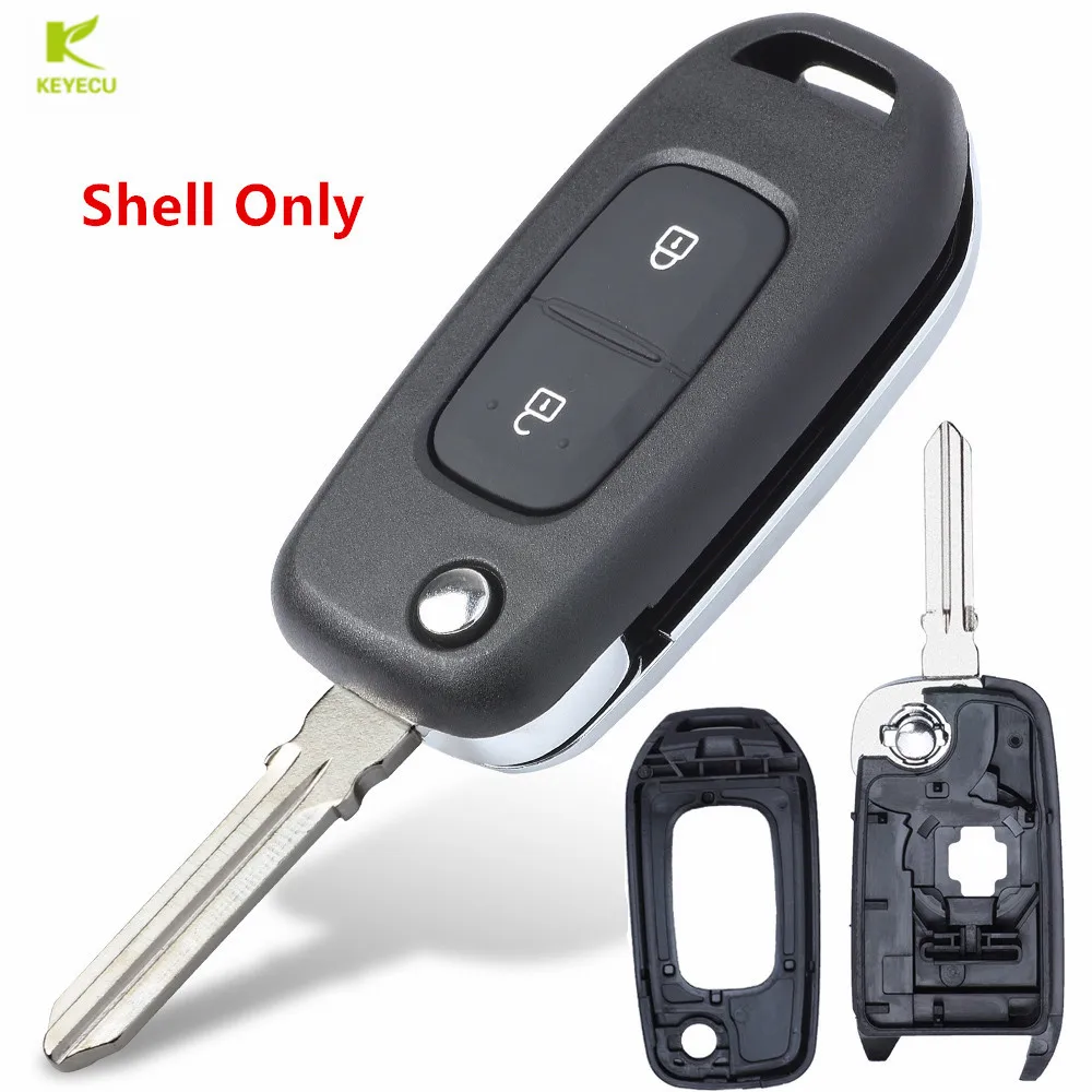 KEYECU Replacement Flip Remote Key 2 Button Case Shell Fob for Renault / Dacia Logan 2 Logan II 2018 2019 2020