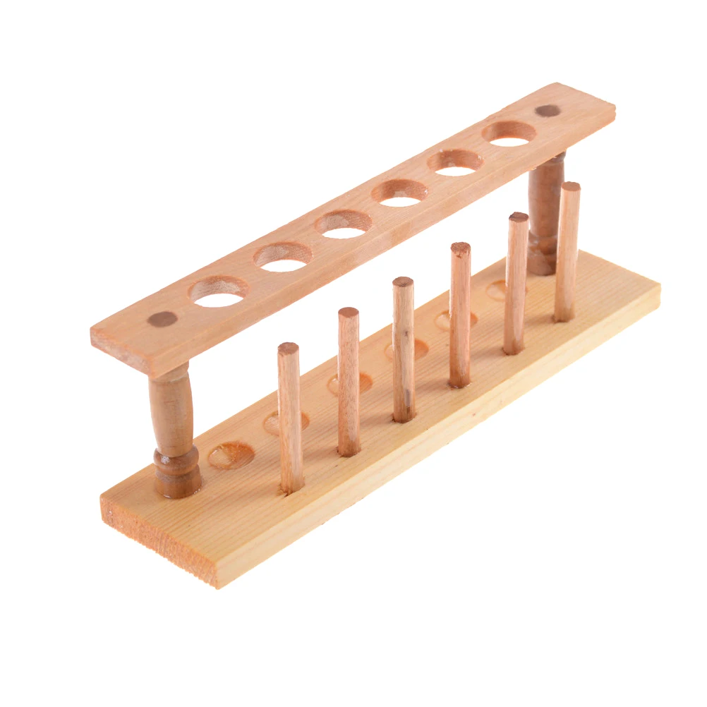 Laboratory Test tube Stand Shelf Lab School Supply New 6 Holes and 6 Pins Wooden Test Tube Rack Holder Support Burette Stand