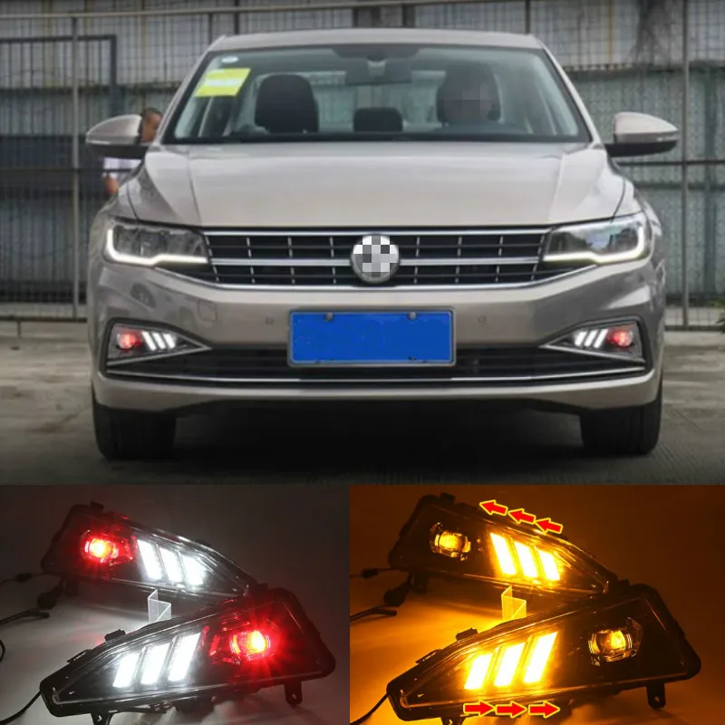 LED DRL LED Daytime Running Light replace Fog Lamp Cover For Volkswagen Bora 2019 12V Day Lights