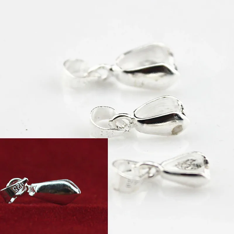 Size M 10/50PCS 925 Sterling Silver Findings Connector Bale Pinch Clasp Pendant Fittings Bail