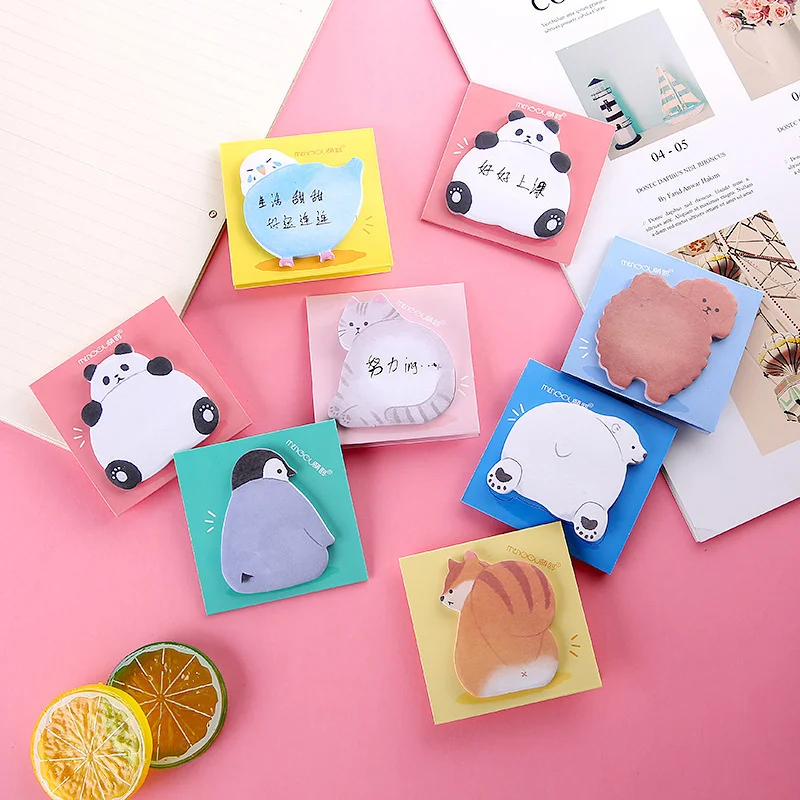 Ellen Brook 1 PCS Cute Kawaii Animal Sticky Notes Notepad Memo Pads Office School Supply Stationery Panda Cat Stickers