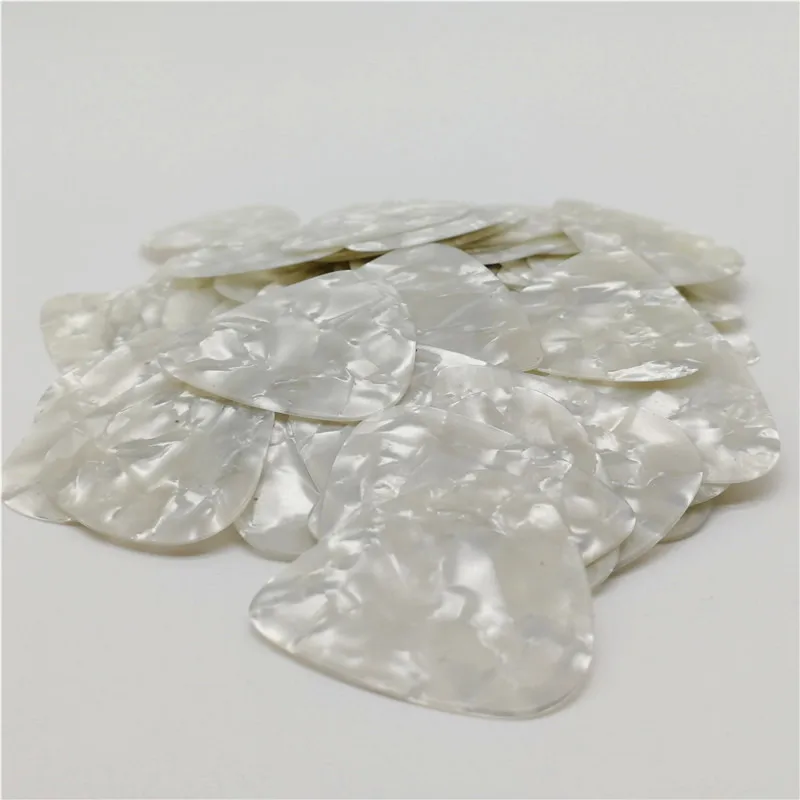 Perlweiße Gitarrenplektren, Perlweiß, Zelluloid, Pelctrum, Blankoweiß, 200 Stück, Charge, 0,46 mm, 0,71 mm, 1,0 mm – Detail 4