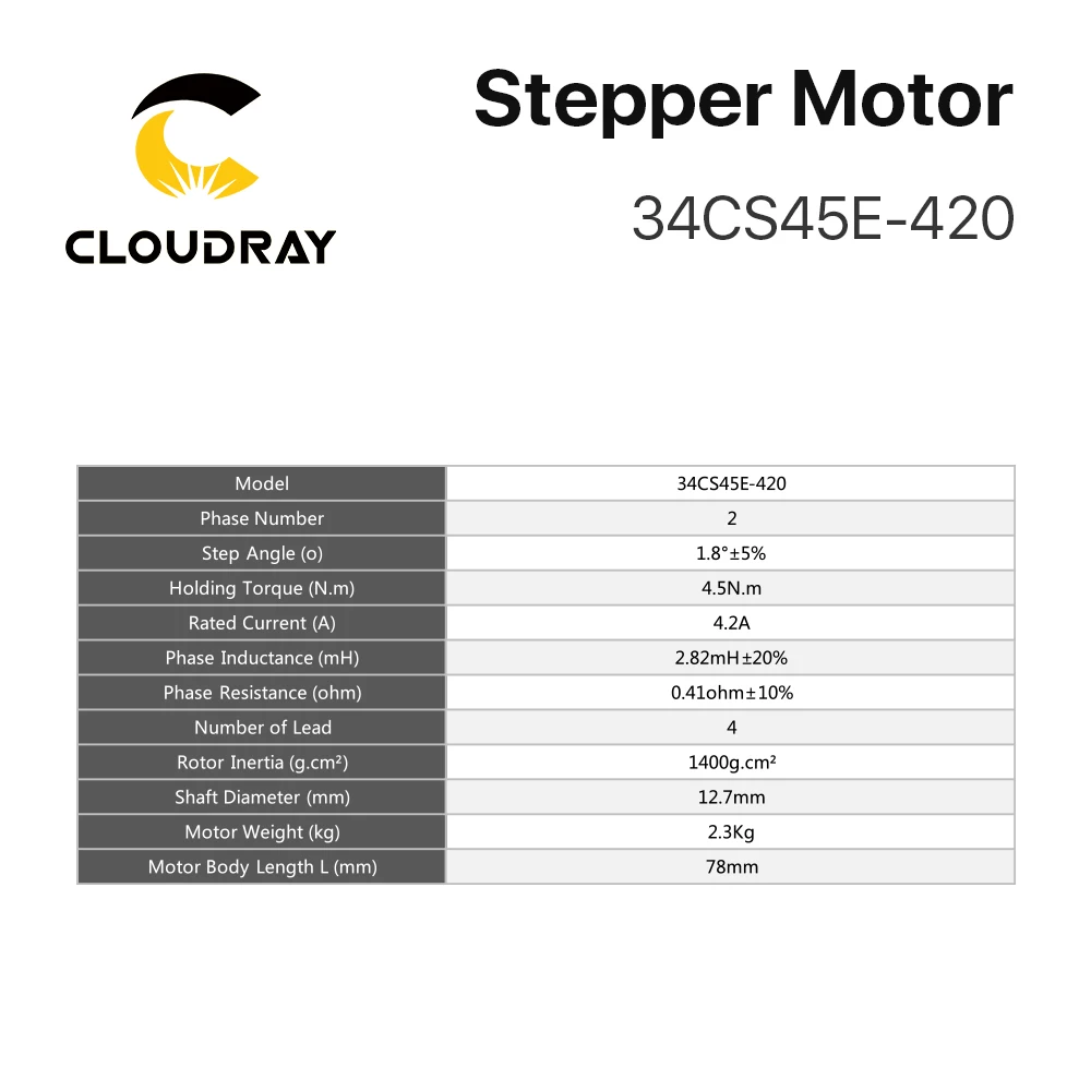 Nema 34 Stepper Motor 86mm 4.5N.m 4.2A（34CS45E-420）4-lead  Cable Stepper Motor for CNC engraving milling machine