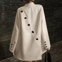 LANMREM New Women Blazers Coat  Korean Version Design Sense Lapel Loose Fit Jacket Fashion Tide Autumn 2024 2P9520