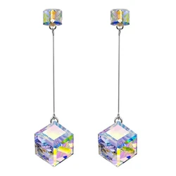 Magics of Love Square Drop Dangle Earrings Aurora Borealis Crystal Earring Woman Fashion Charm Wedding Jewelry Gift