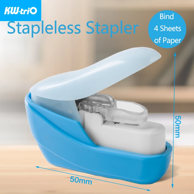 KW-triO Mini Stapleless Stapler Safe Paper Stapling Plastic Stapler Without Staples Portable No Staples Stapler Binding Supplies