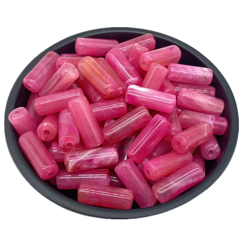 20pcs 8x20mm Imitation Stone Cylinder Shape Acrylic Beads Loose  Spacer  For Jewelry Making Pendant Accessories DIY