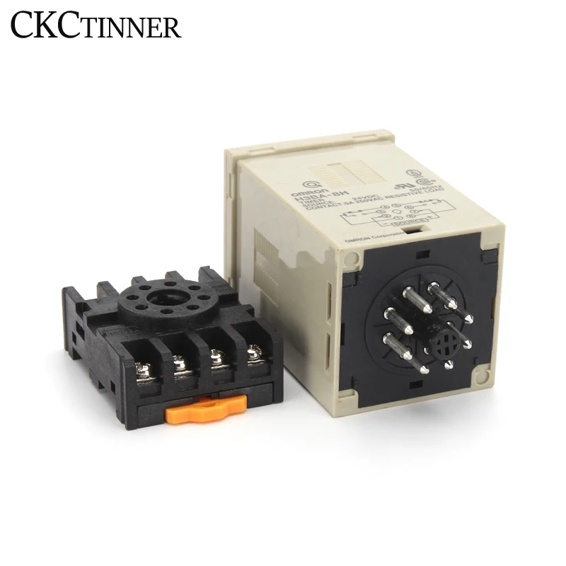 Multifunctional timer relay H3BA-8H 8PIN, with base, one set of instantaneous action, one set of delay DC24V AC220V