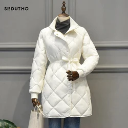 Sedumo jaqueta longa parka feminina, casaco túnica casual de inverno para mulheres primavera cinto preto almofadado outono ed924