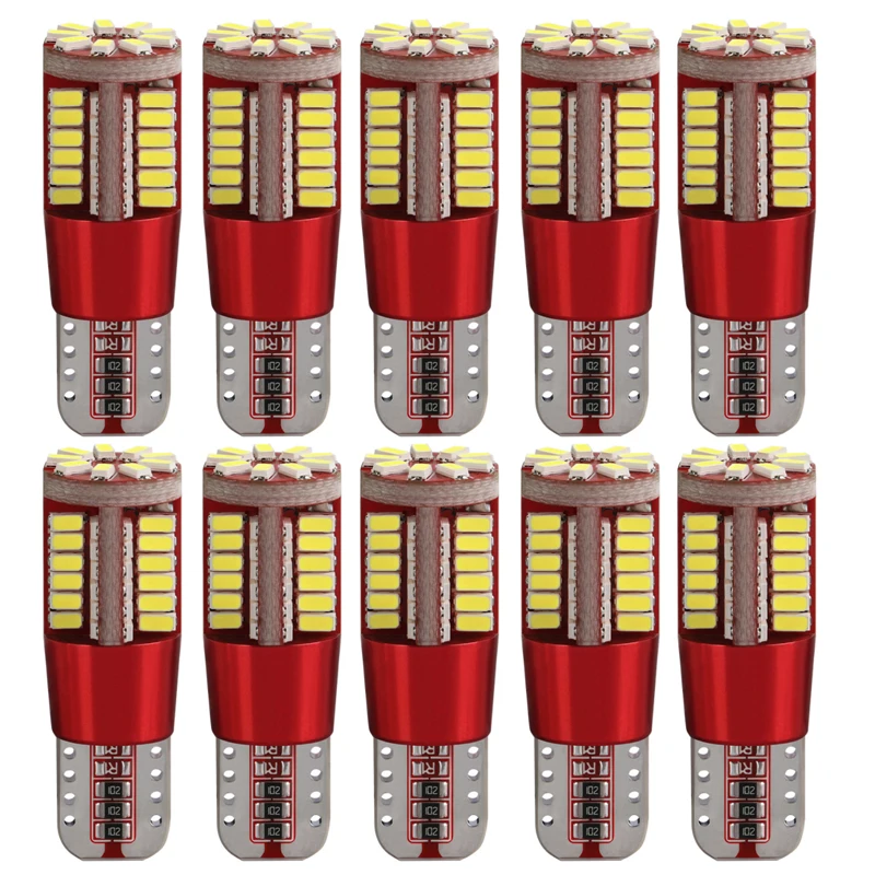 10X T10 W5W 192 Canbus 3014 57SMD No Error Auto Wedge Clearance Lights Bulb Car Marker Light Parking Lamp White Red Yellow Blue