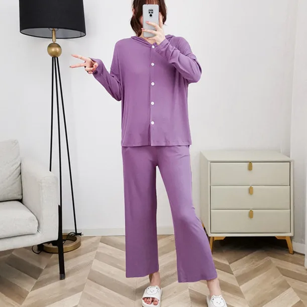 Fdfklak Modal 3PCS Sleep Suit Pajamas Set Sexy Soft Nightwear Pyjamas 2022 New Top+Vest Trousers Design Lingerie Homewear