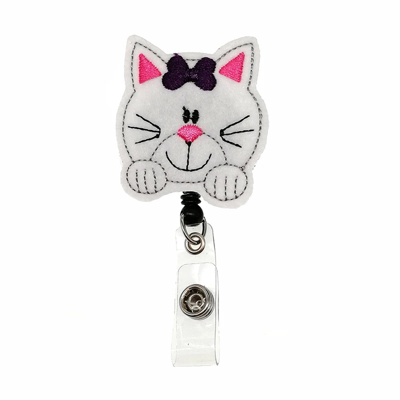 Free shipping Felt Cute Aminal Cat Retractable badge Holder Fashion Accessory Medical Badge Name Reel