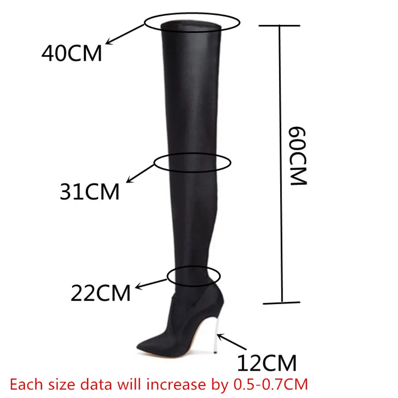 MStacchi Women Sexy Over The Knee Boots Woman Pointed Toe Thin Heels Elastic Fabric Botas Mujer Autumn Winter Party Long Boots