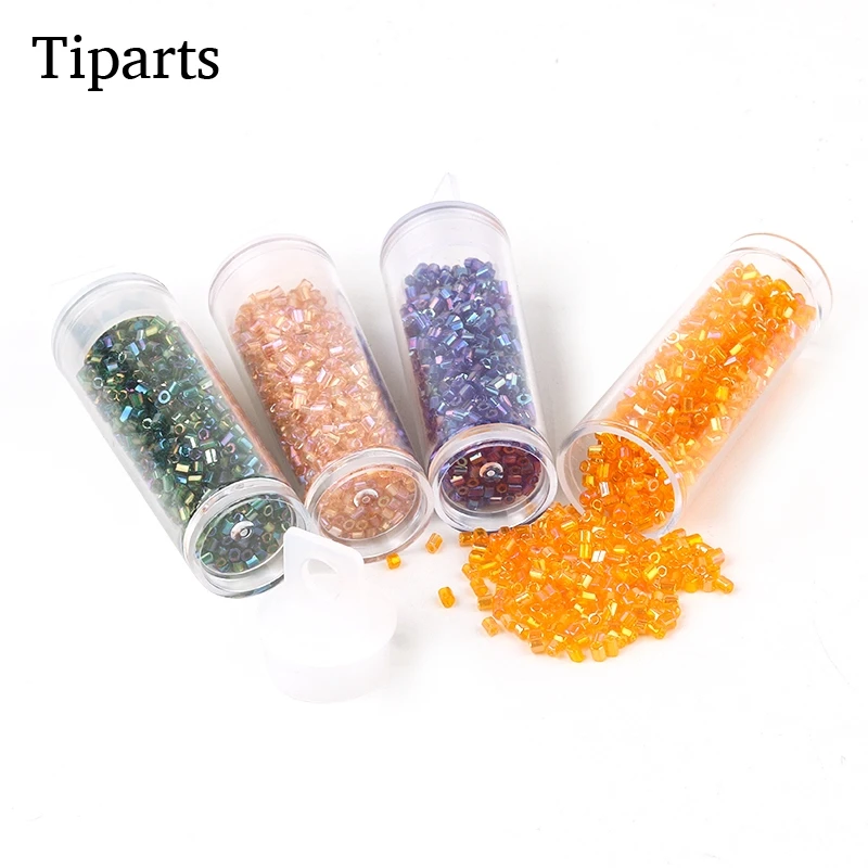 1000pcs/lot 2x2mm Mix Color Puzzles Crystal Tube Beads  Glass Beads Czech Glass Seed Spacer Beads For Jewelry Making DIY