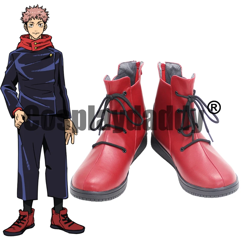 IN STOCK Jujutsu Kaisen Jujutsu Sorcerer Jujutsushi Yuji Itadori Cosplay Shoes Red Ankle Boots X006