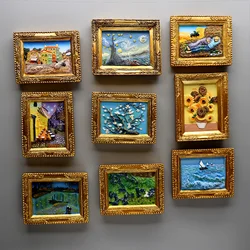 Aimants de réfrigérateur 3D de Van Gogh, peinture de renommée mondiale, cadre photo, ciel étoilé, automatisation, si.C., autocollants de réfrigérateur, cadeaux