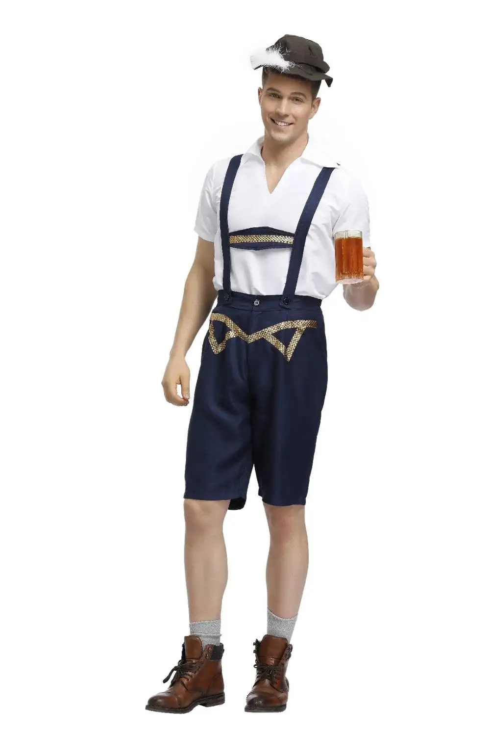 Adult Male Fashion Germany Oktoberfest Lederhosen Costume Bavarian Traditional Festival Beer Men Costume