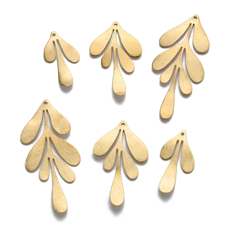 

10Pcs Raw Brass Leaf Feather Charms Pendant Flower Charms For DIY Necklace Earrings Jewelry Making Crafts Women's Accessories