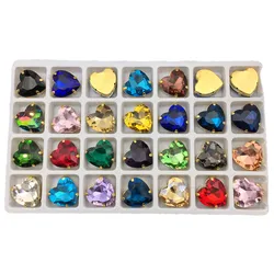 Heart shape gold claw settings 10mm 12mm 14mm 16mm 18mm 27mm glass Crystal Sew on rhinestone Crystals applique clothes diy