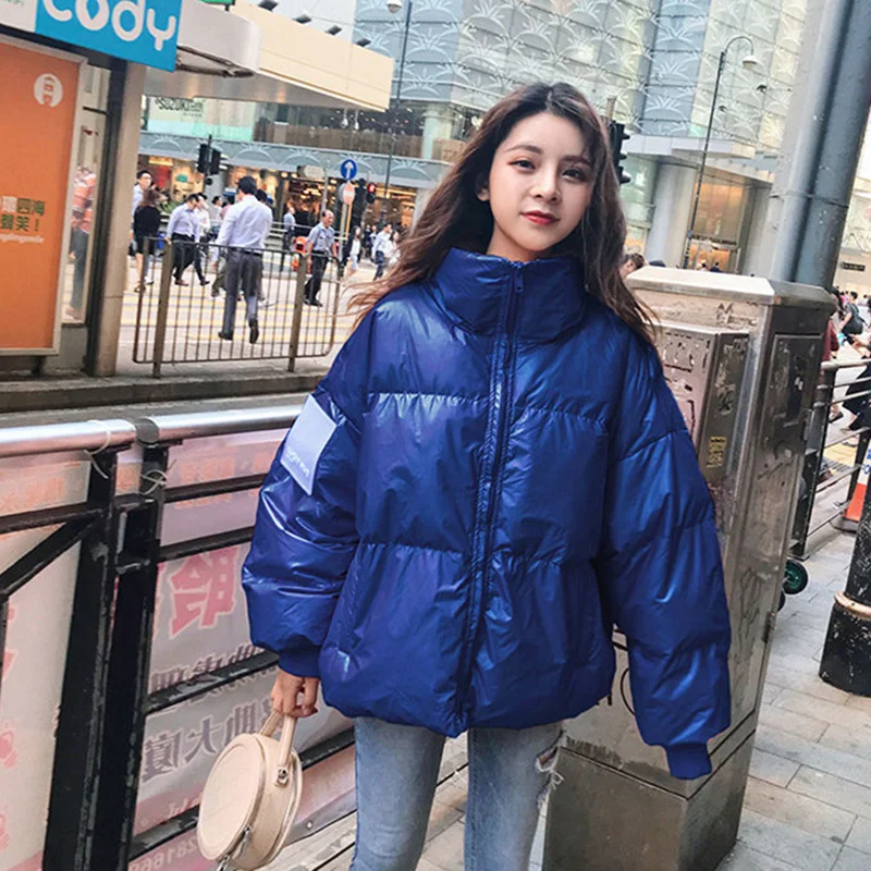 Large Size Loose Winter Jackets Fashion Glossy Bright Parka Women\'s Cotton Coat Jacket Winter Warm Thick Parka Womens Jacket