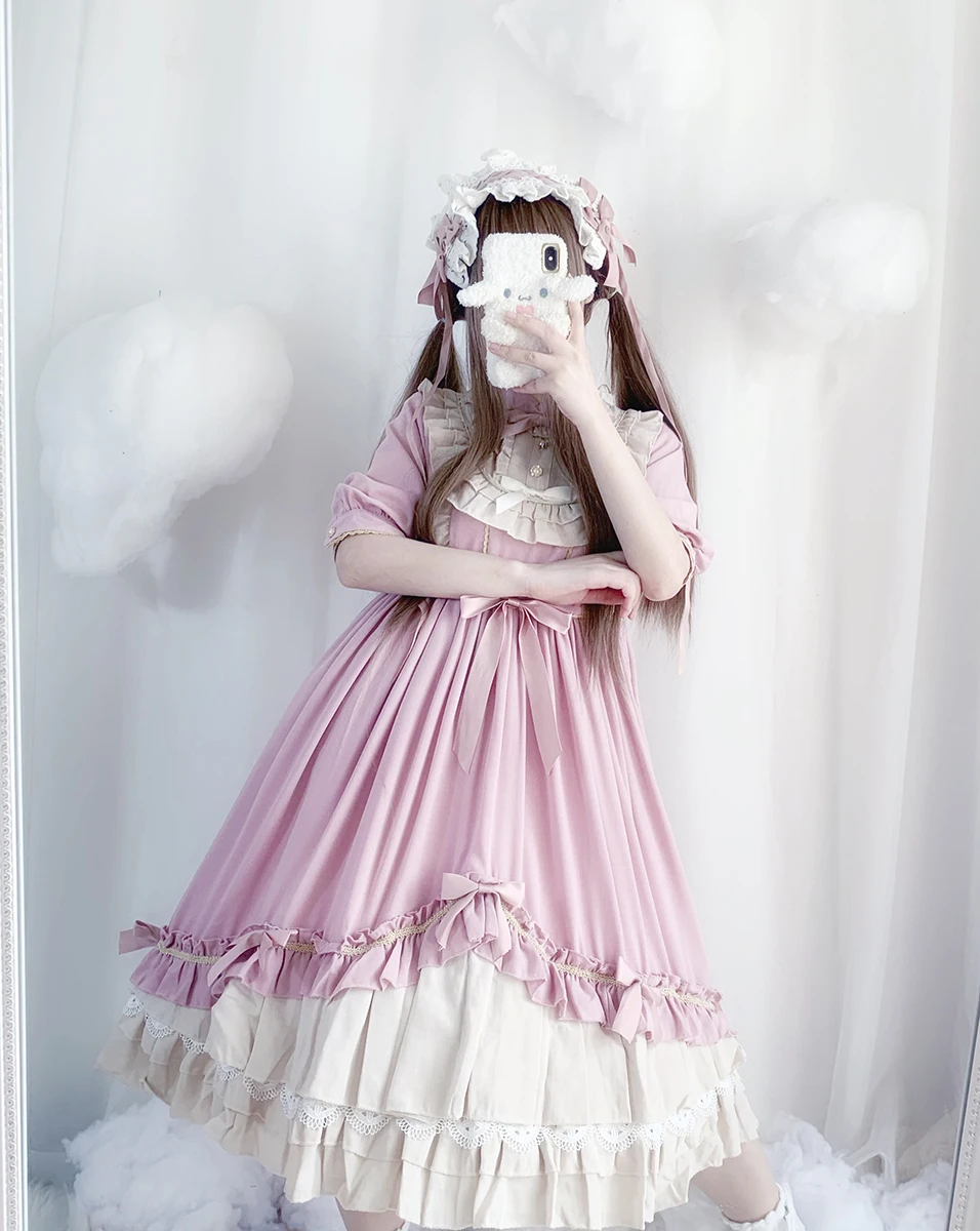 Lolita Mùa Hè Mới Lilian Nhật Bản Lolita Nhỏ Cao Cấp Ngắn Tay Áo Kawaii Quần Áo Cổ Tích Kế Lolita Đầm